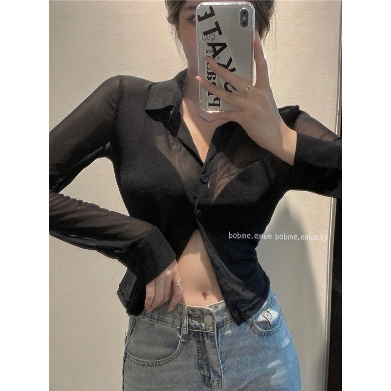 Set đồ COZOK gồm áo lưới tay dài chống nắng và áo ngực phong cách quyến rũ