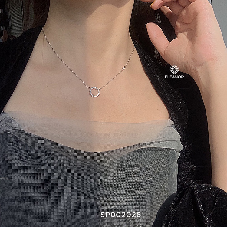 Dây chuyền nữ bạc 925 Eleanor Accessories sợi mảnh mặt hình vòng tròn đính đá phụ kiện trang sức 2028
