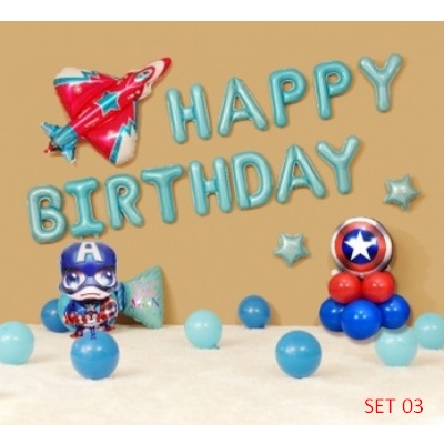 Set bong bóng trang trí sinh nhật chủ đề SIÊU NHÂN CHO BÉ TRAI happy birthday (nhiều mẫu)