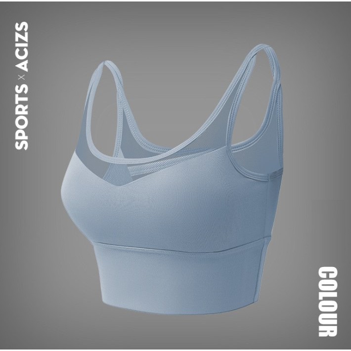 Áo bra tập Gym Yoga nữ 💖 𝑭𝑹𝑬𝑬𝑺𝑯𝑰𝑷 💖 Áo bra phối lưới có sẵn mút đệm, tôn dáng ôm eo, dây chéo sexy
