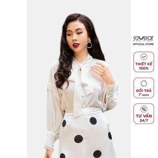 Áo sơ mi nữ dài tay cổ cao thắt nơ ASA0793 92WEAR
