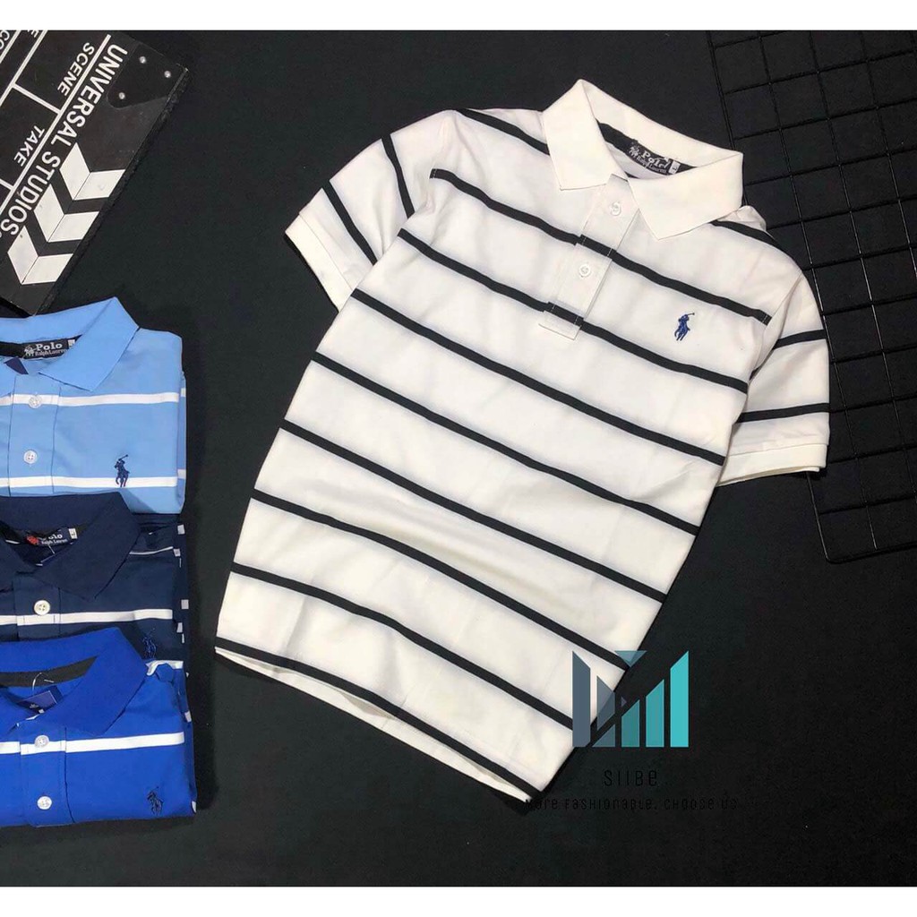 Áo phông nam (GIÁ SHOCK) polo sọc ngang thêu logo độc đáo kết hợp thun cotton mịn - Thời trang nam SIIBE | BigBuy360 - bigbuy360.vn