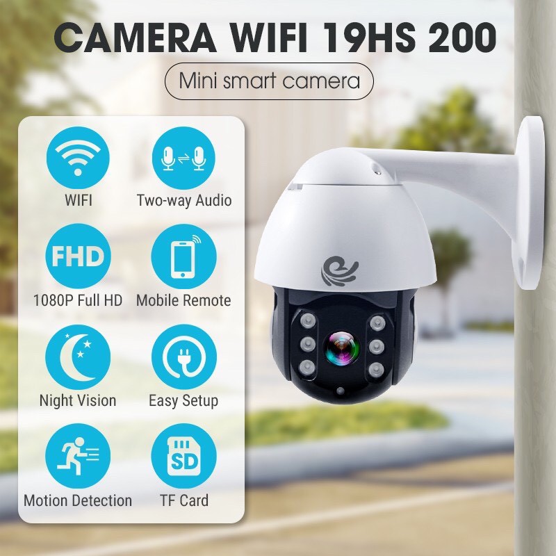 Camera wifi PTZ Carecam 19HS200 2.0MP ngoài trời 6 LED, xoay 360 độ, chống nước cực tốt.