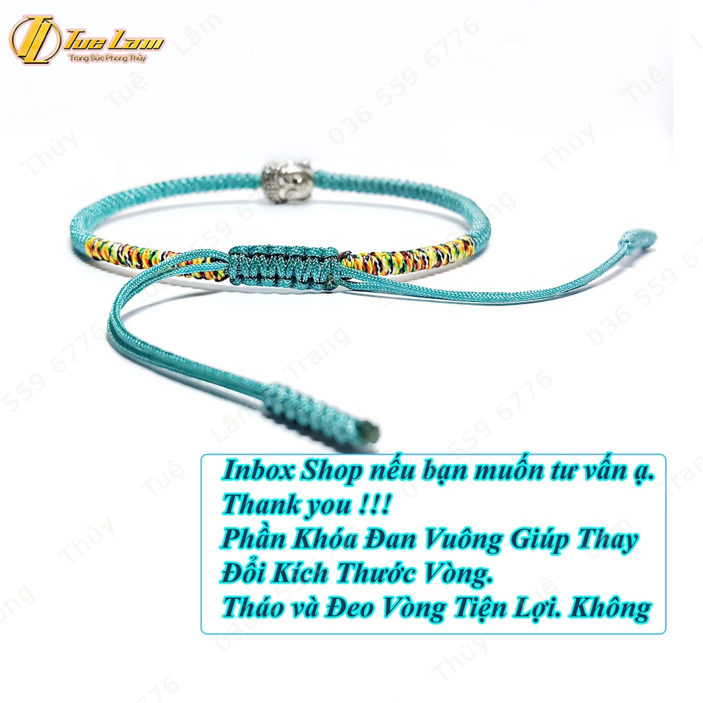 Vòng Tay Chỉ Xanh Dương May Mắn Bện Handmade Charm Mặt Phật Nhỏ - Tuệ Lâm