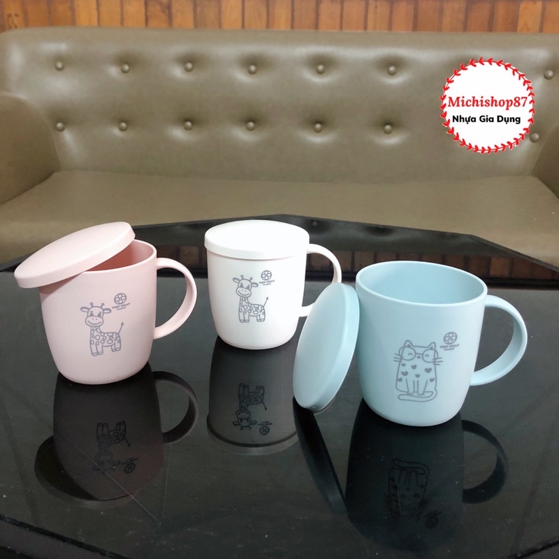 Cốc Nhựa Lúa Mạch 350ml Hokori Cao Cấp Việt Nhật, Cốc Chịu Nhiệt Có Quai Cầm Màu Mới 2021