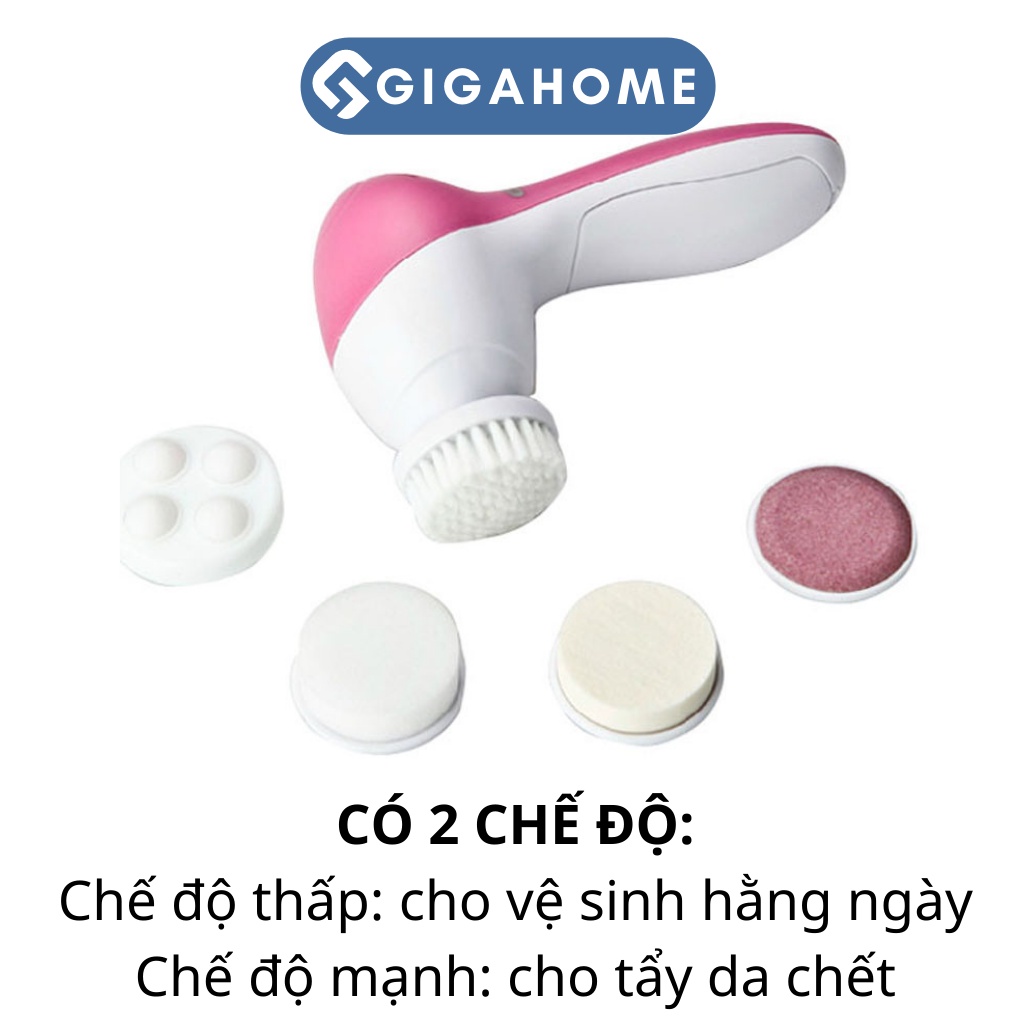 Máy Rửa Mặt Massage, Tẩy Da Chết GIGAHOME Tặng 5 Đầu Thay Thế Đa Năng 2200