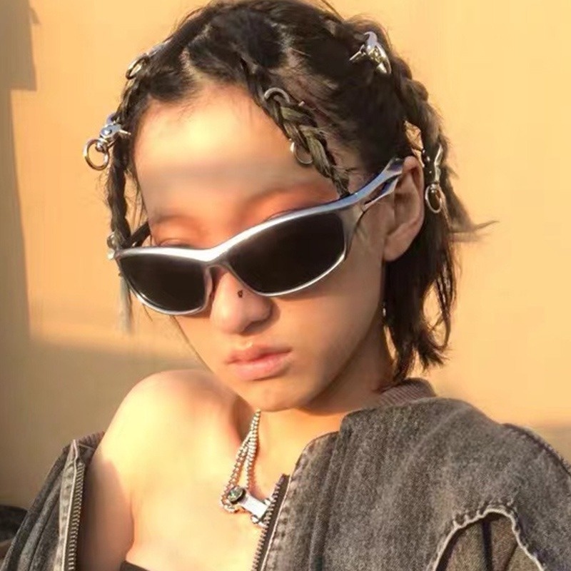 Kính Mát Thể Thao Tròng Gương Màu Sắc Kẹo Ngọt Phong Cách Steampunk Cho Nữ