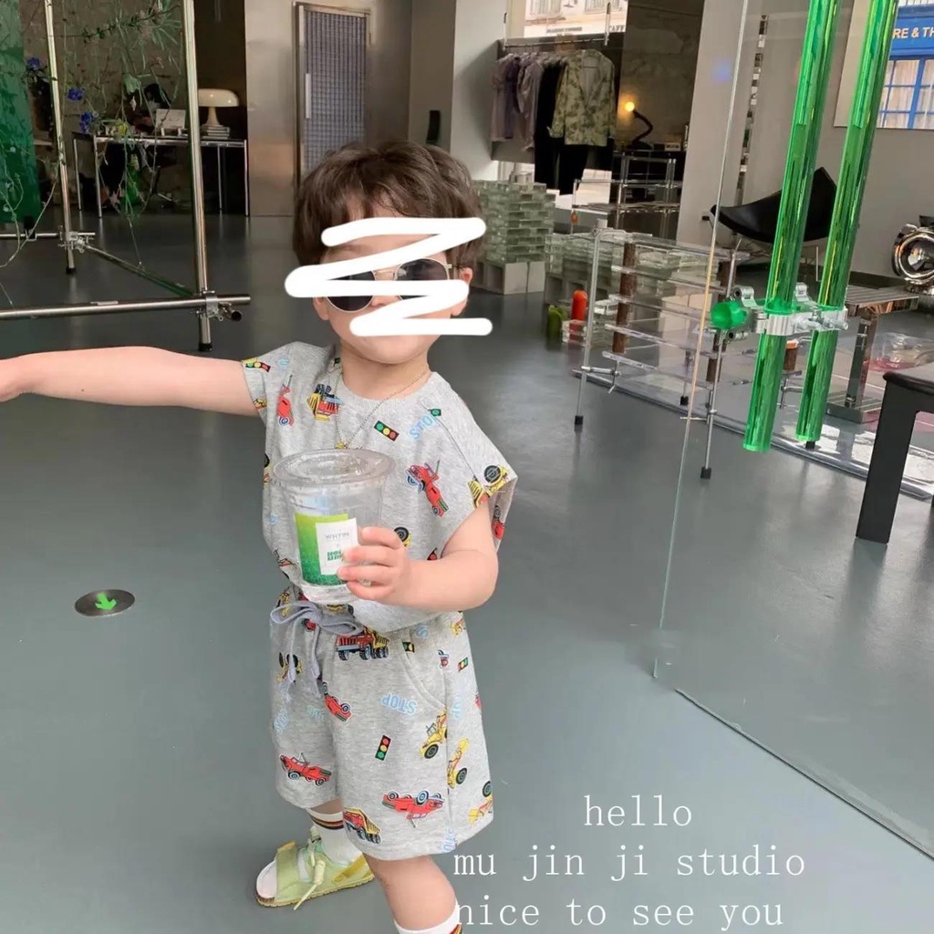 Hàng Mới Về Mới Set Đồ Thể Thao Mùa Hè Gồm Áo Tay Cộc Cổ Tròn In Họa Tiết Hoạt Hình Phong Cách Hàn Quốc Cho Bé Gái / 5 Tuổi