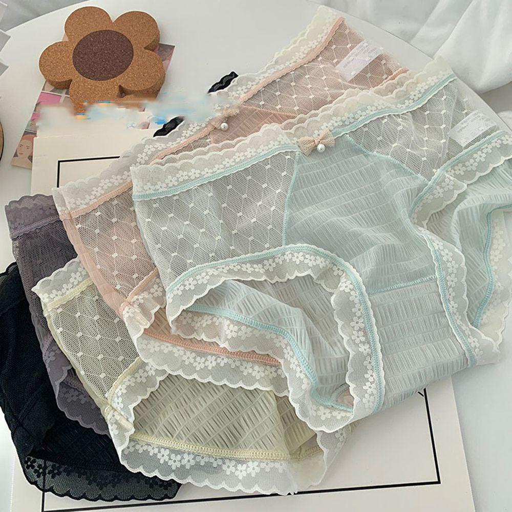 Quần Lót Lưng Vừa Thoáng Khí Màu Sắc Ngọt Ngào Phong Cách Nhật Bản Cho Nữ
