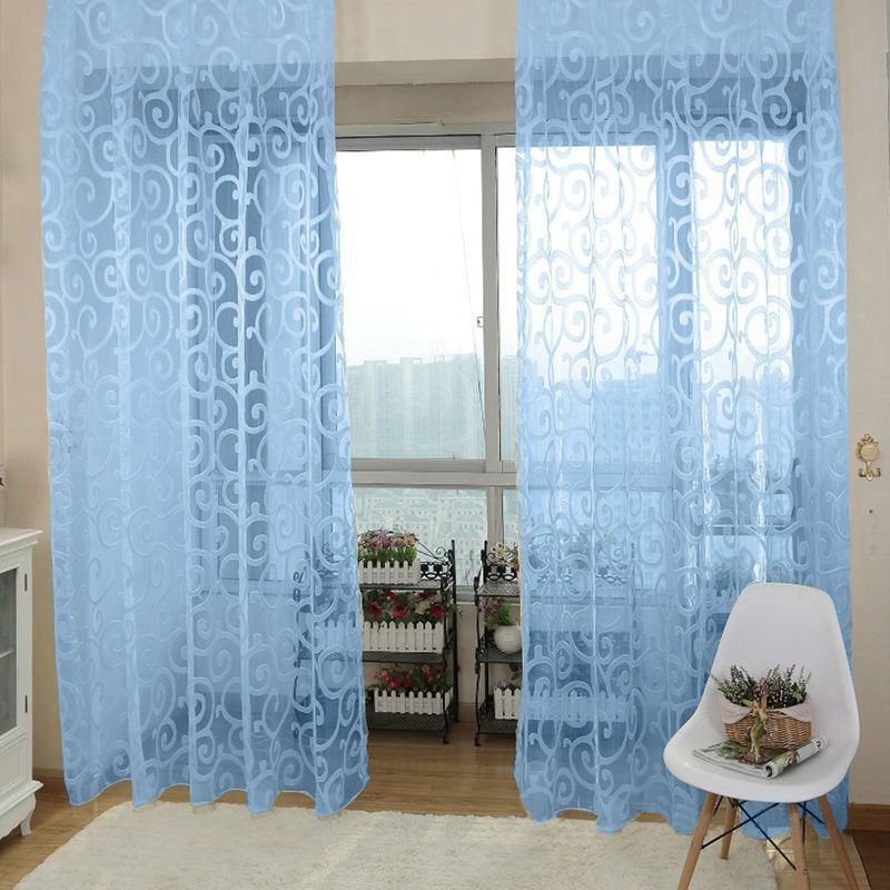 Rèm cửa vải voan họa tiết hoa thời trang
