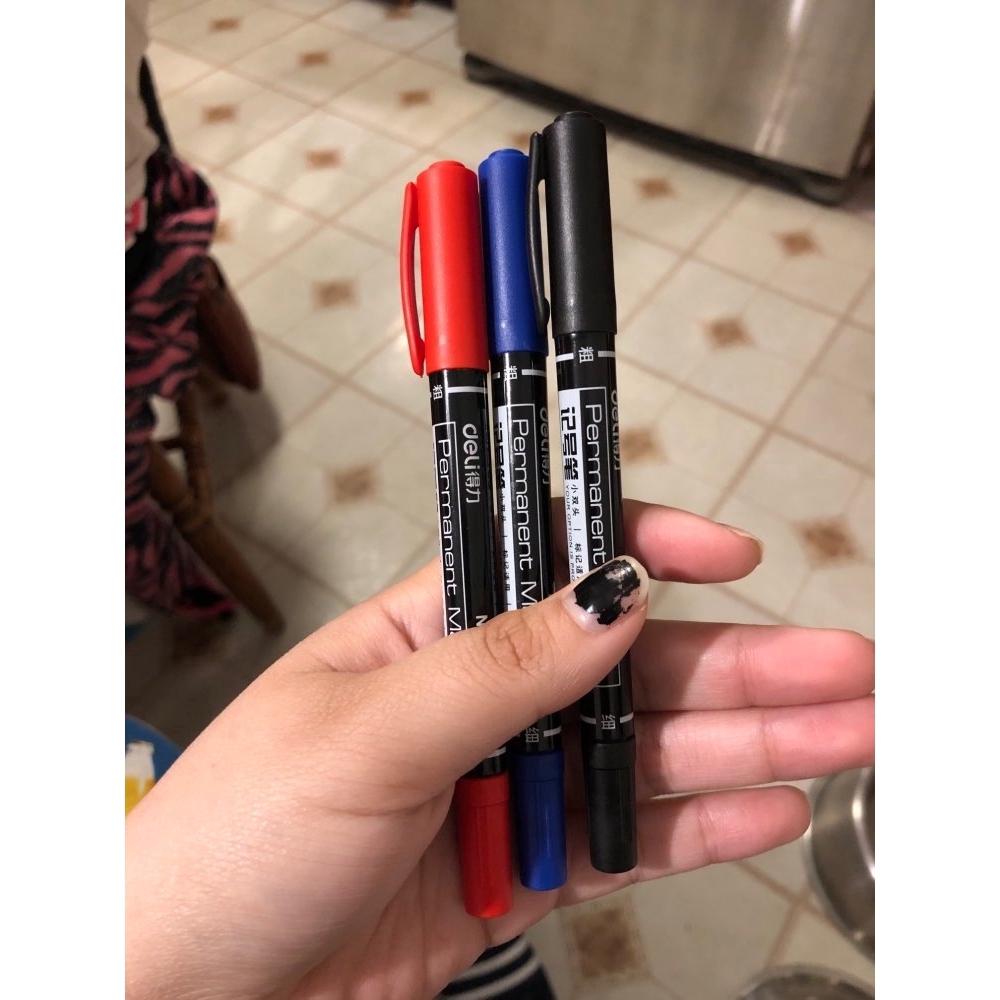 Bút lông đánh dấu khô nhanh thiết kế 2 đầu 0.5/1 Mm