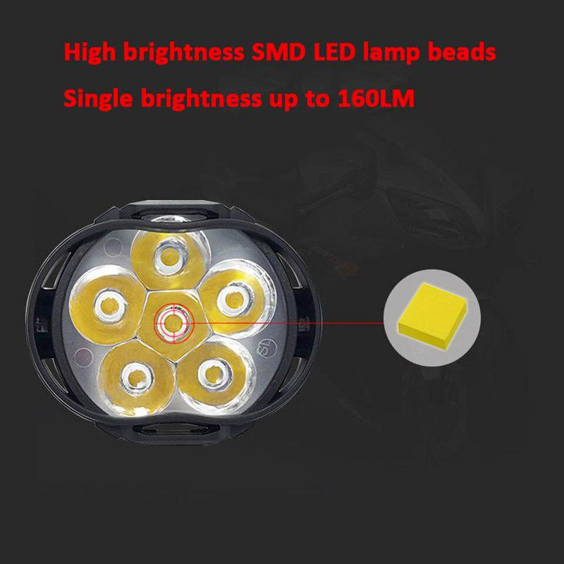 Đèn Pha 6 Bóng Led Ánh Sáng Trắng Cho Xe Mô Tô