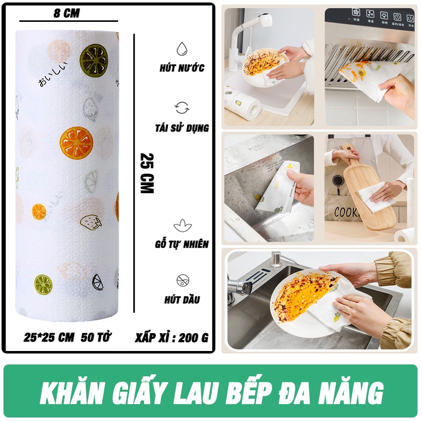 Khăn Giấy Lau Bếp Đa Năng HAPPYHOUSE84 – Thấm Hút Nước , Dầu Mỡ Nhanh - Vải Không Dệt Có Thể  Sử Dụng Nhiều Lần