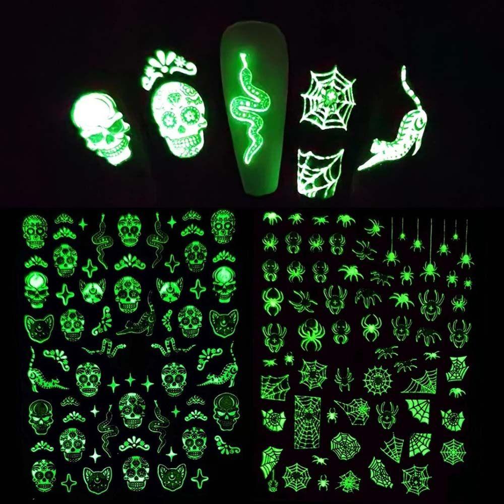 EXPEN Miếng Dán Móng Dạ Quang Tự Dính Họa Tiết Bí Ngô Halloween Thời Trang Dành Cho Nữ