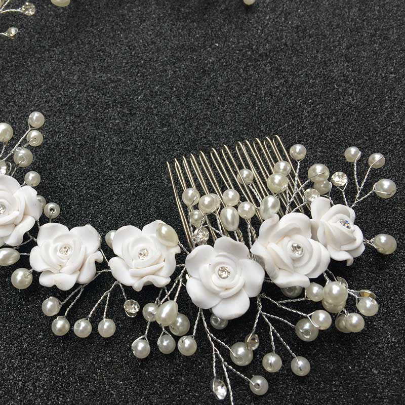 Lược cài tóc cô dâu đính hạt giả ngọc trai