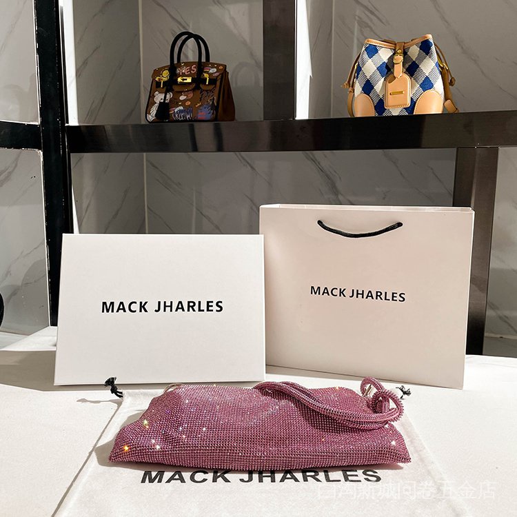 Túi Kẹp Nách Đính Đá Màu Hồng MACK JHARLES Niche Phong Cách Mới Phổ Biến Cho Nữ