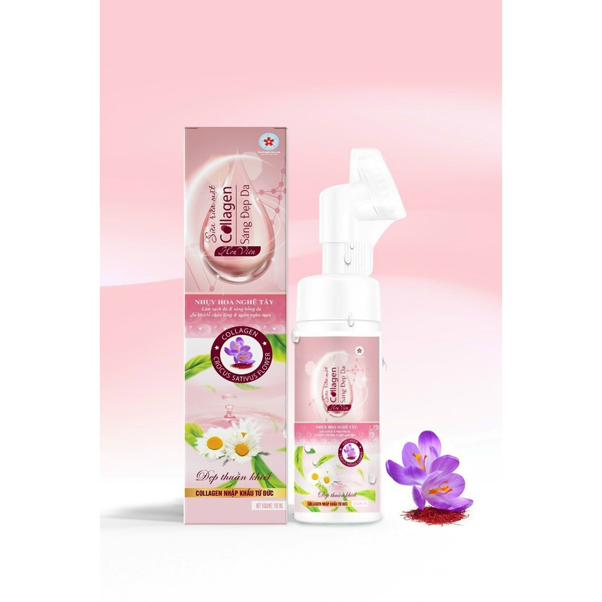 Sữa rửa mặt trắng da bổ sung Nhụy hoa nghệ tây + Collagen từ Đức - da sáng hồng, se khít lỗ chân lông, ngăn ngừa mụn