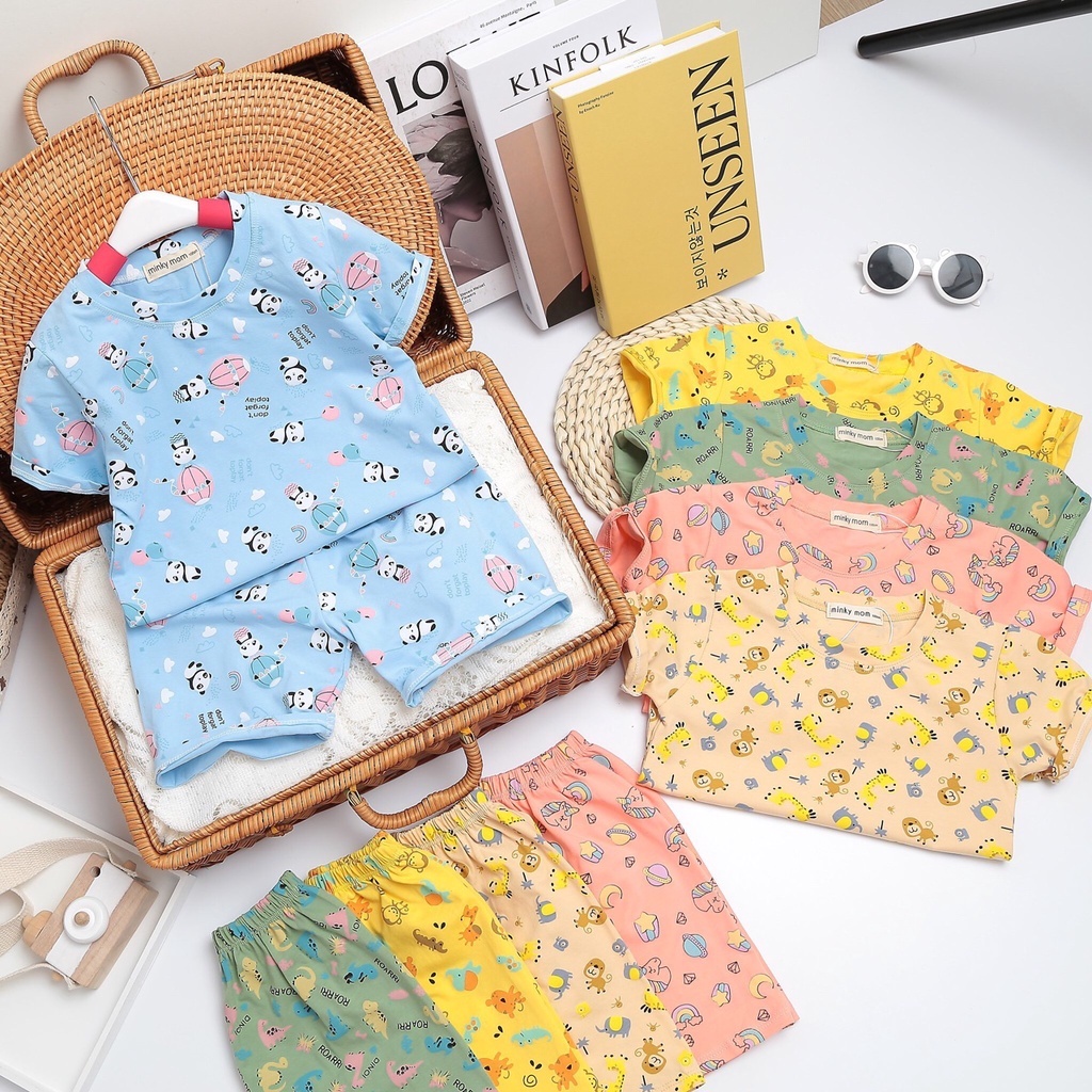 ( Cotton 4C ) Bộ cộc tay Minky Mom bé trai và gái.