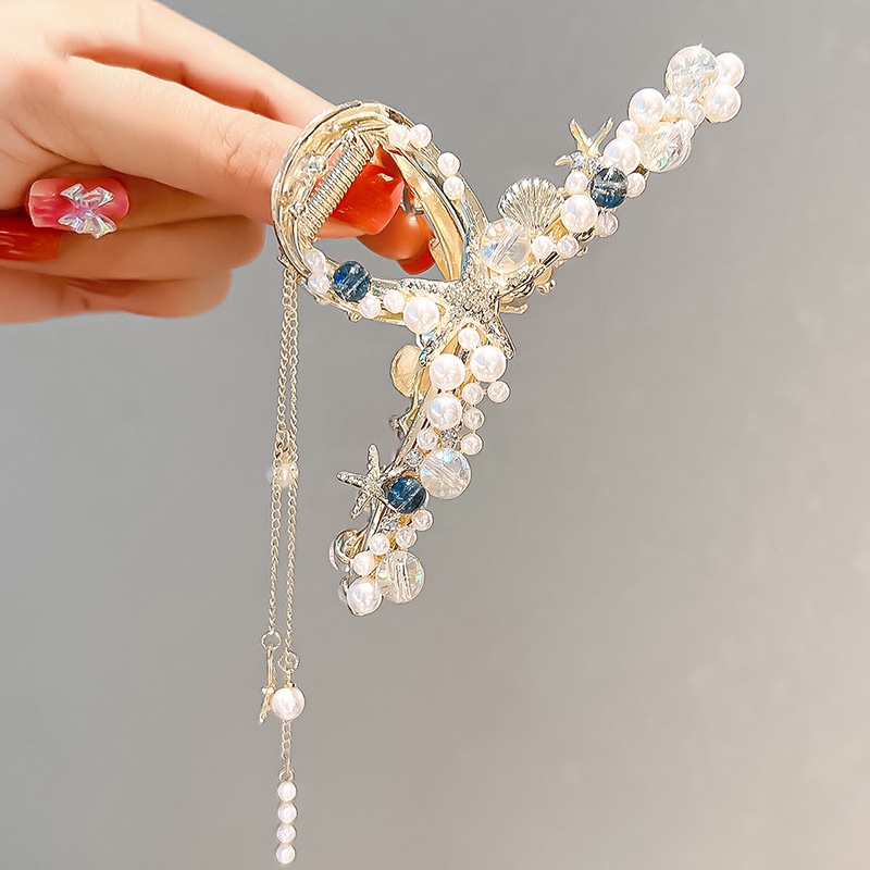 Kẹp Tóc Càng Cua Tua Rua Trung Hoa Ngọc Trai Phụ Kiện Thời Trang Cho Nữ AB131