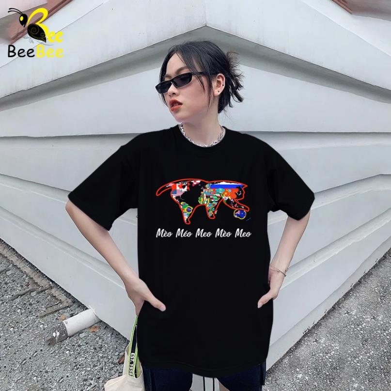 Áo thun in hình BEEBEE Mèo Méo Meo Mèo Meo -MMM001 (đen) New