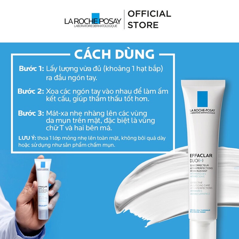 Kem Dưỡng La Roche-Posay Giảm Mụn, Ngừa Vết Thâm Dành Cho Da Mụn Effaclar Duo Plus 40ml Hasaki Sản phẩm chính hãng