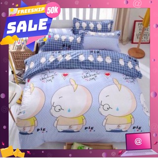 SET 5 MÓN Vỏ Chăn ga gối CAO CẤP MẪU 3 CON HEO đủ kích thước