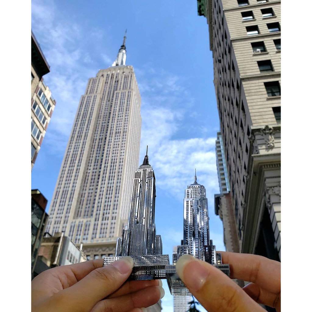 Mô hình 3D kim loại Tòa nhà Empire State New York, Mô hình kiến trúc 3D lắp ráp thép không gỉ cao cấp - Chưa lắp