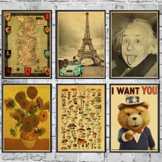 Poster Giấy Kraft Treo Tường Trang Trí Quán Cà Phê Phong Cách Vintage