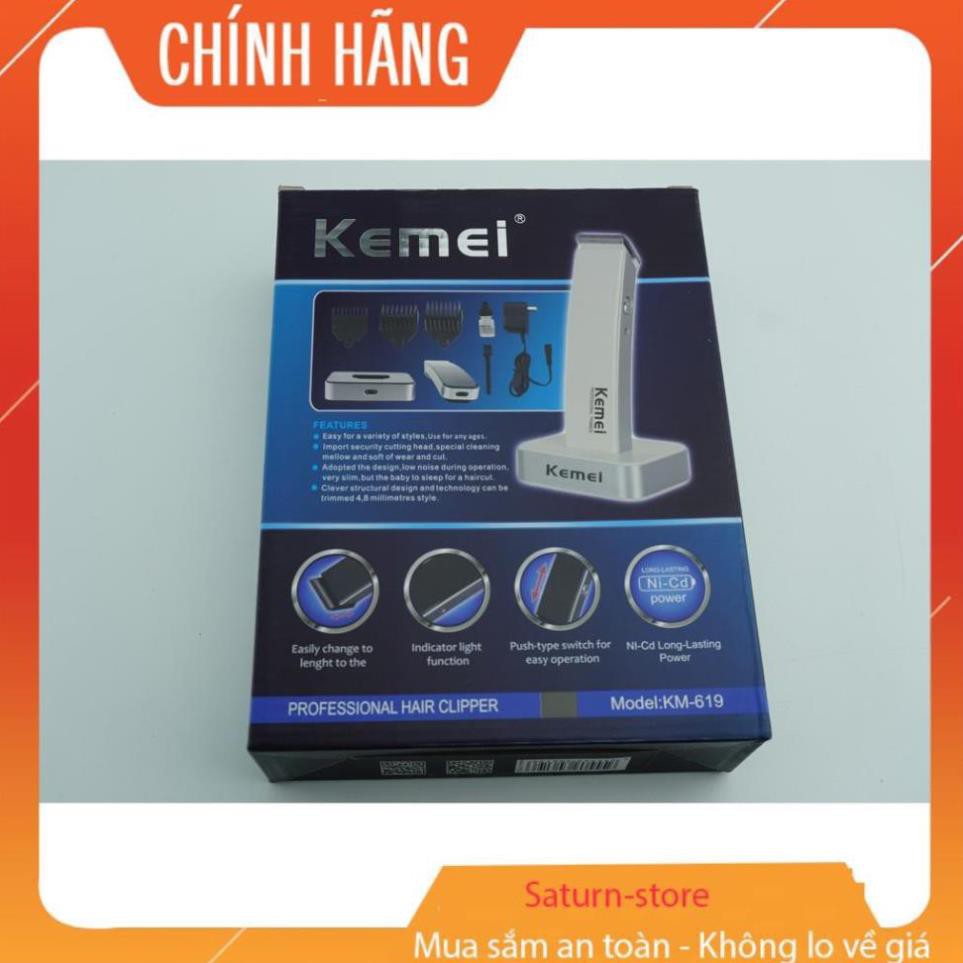 Tông Đơ Cắt Tóc sạc pin Kemei KM-619-AL hàng top 1 Tăng đơ dành cho Salon, siêu bền đẹp, lưỡi sắc