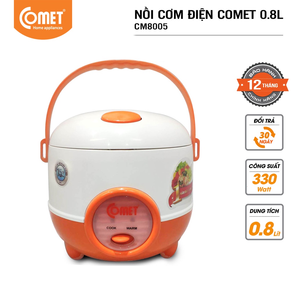 [Mã ELHADEV giảm 4% đơn 300K] Nồi cơm điện nắp gài COMET CM8005 0.8L