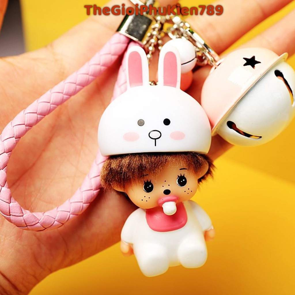 Móc Khoá Hình Các Em Bé Ngộ Nghĩnh ✓ BÉ THỎ CONY TRẮNG ✓ Mẫu Mã Độc Đáo, Mới Nhất 2018 ( Có Kèm Chuông )