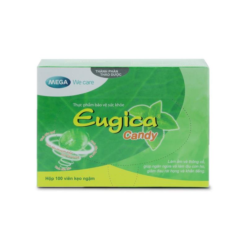 KẸO THẢO DƯỢC EUGICA HỘP 100 VIÊN GIÚP GIẢM HO, NGỨA RÁT HỌNG