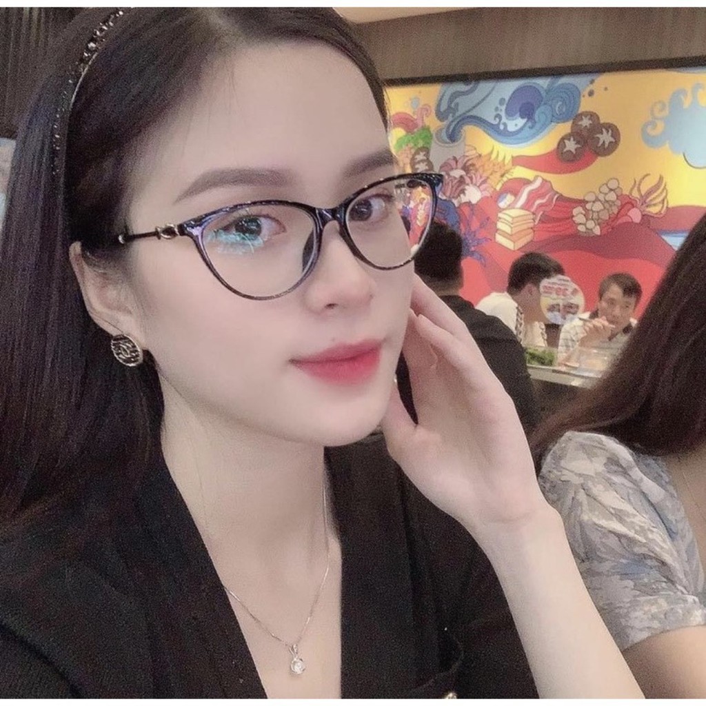 Kính cận mắt mèo nữ kim loại nhựa , gọng mảnh thời trang Hàn Quốc mã 1633