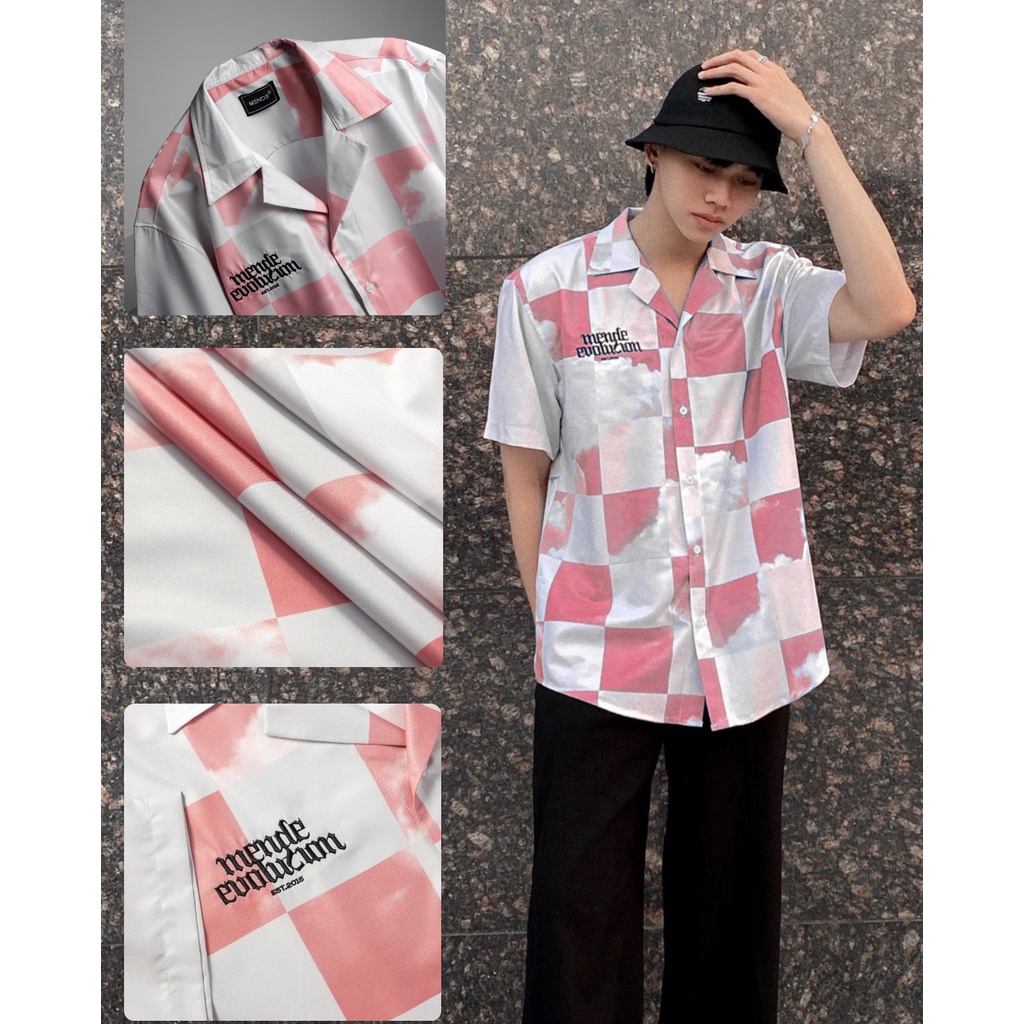 MENDE - Square Sky Shirt Pink - Áo sơ mi nam tay ngắn