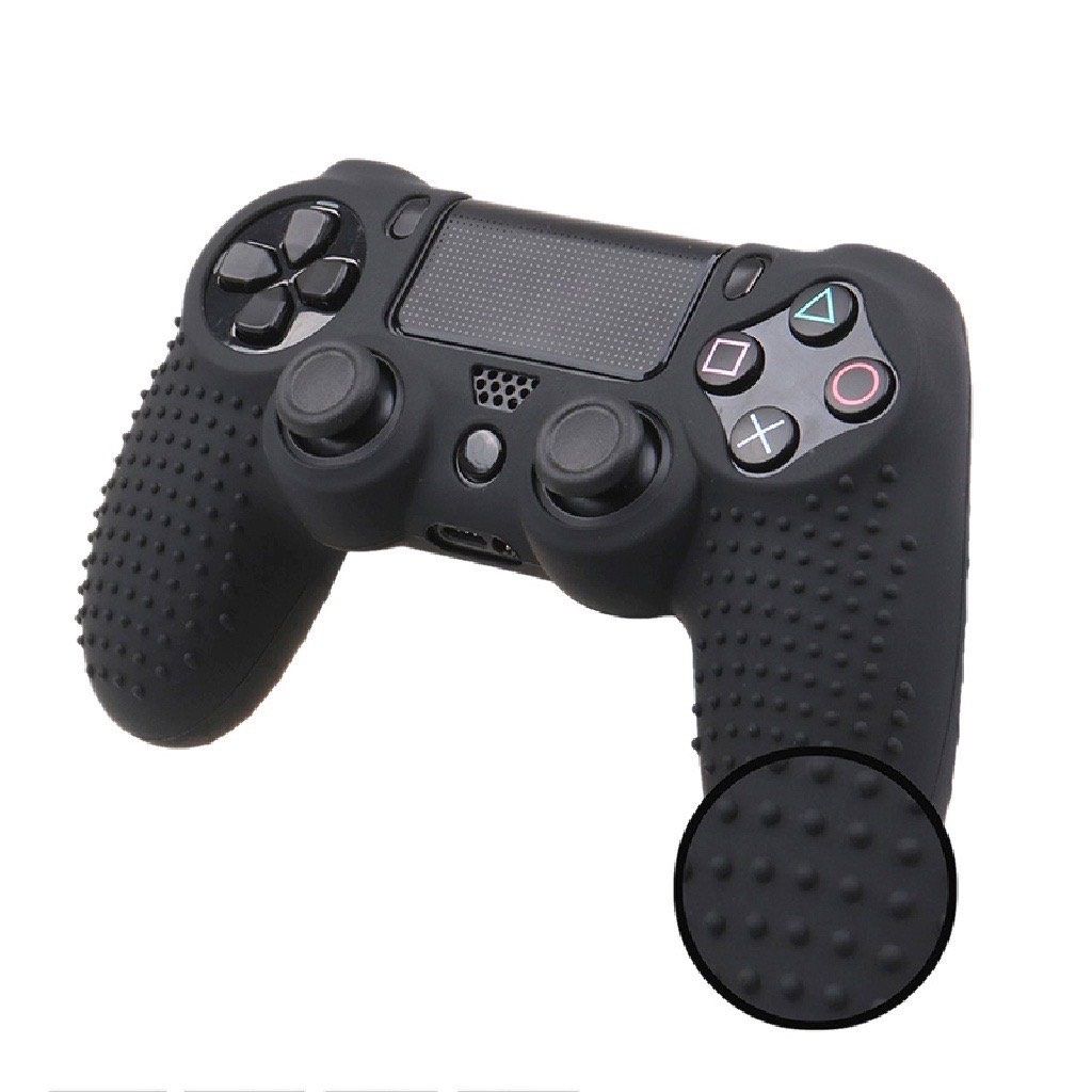 Vỏ bảo vệ silicon họa tiết rằn ri gai chống mồ hôi cho tay cầm chơi game Playstation 4 Ps4 - Tay cầm Ps4 Đen