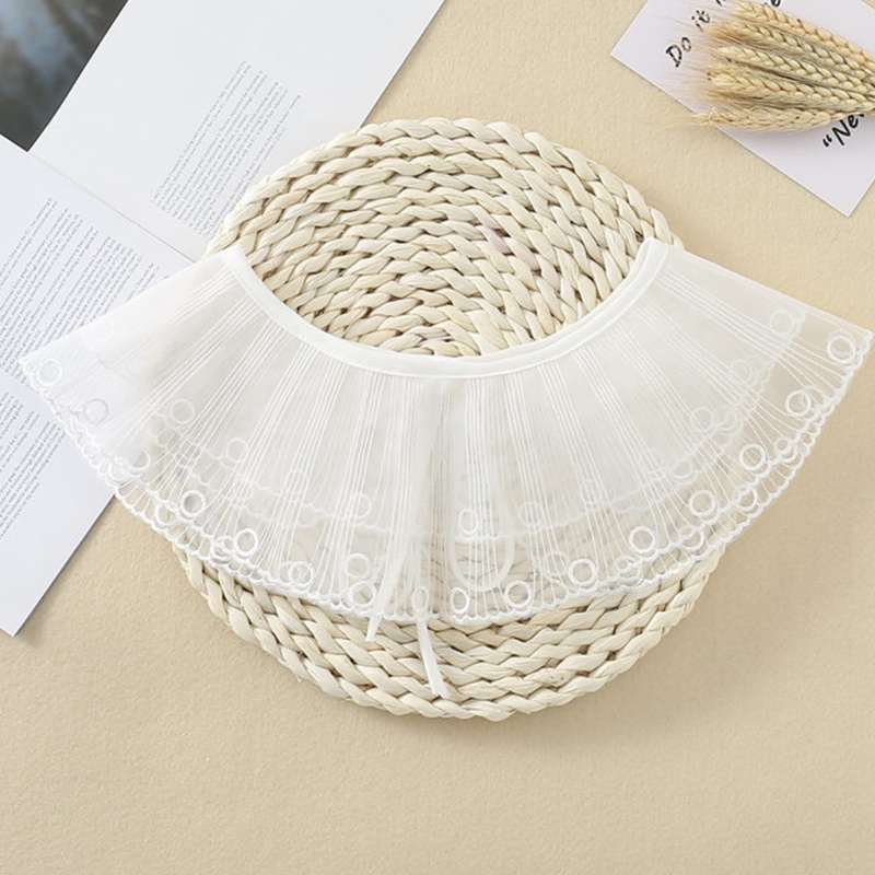 Vòng Cổ Áo Giả Hai Lớp Thắt Nơ Thêu Họa Tiết Sọc Dành Cho Nữ