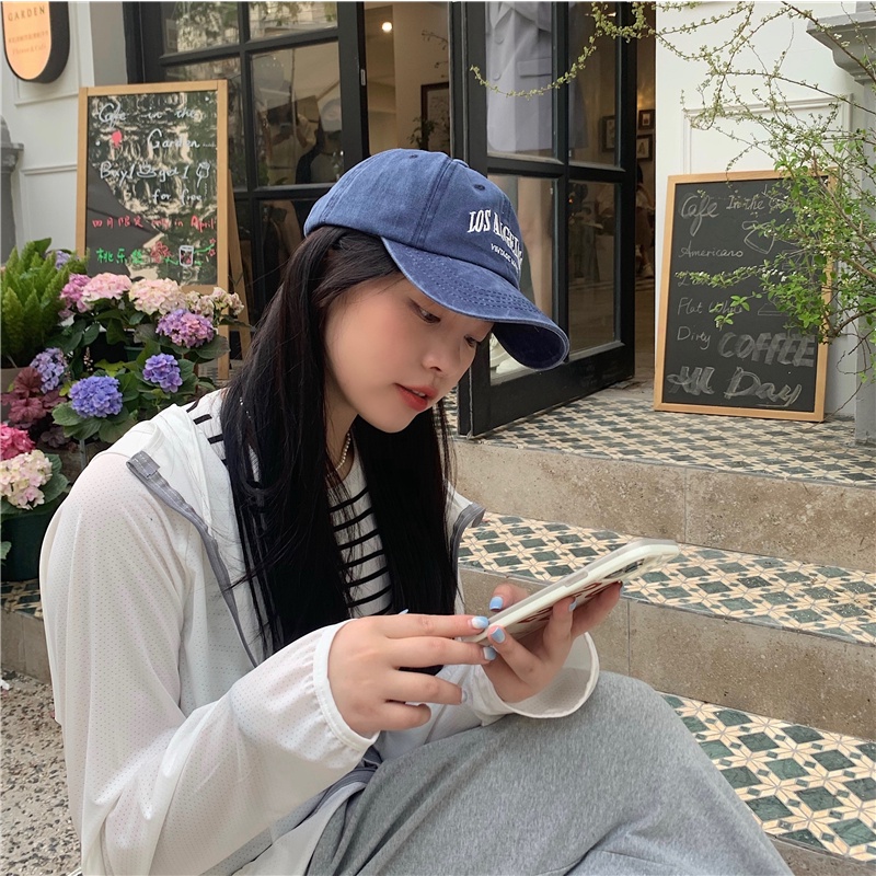 Nón lưỡi trai mềm mại thêu họa tiết kiểu Hàn Quốc dễ phối đồ