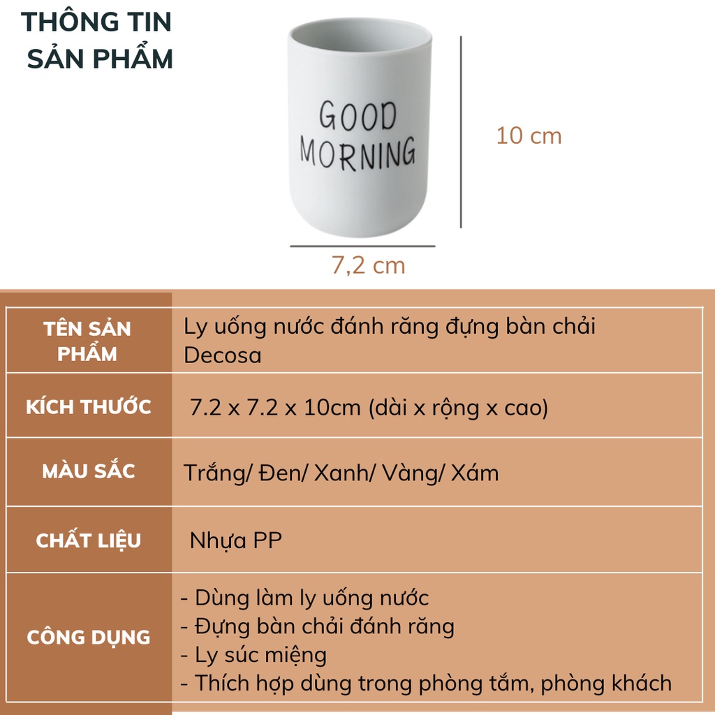 Ly uống nước ly đánh răng đựng bàn chải Decosa