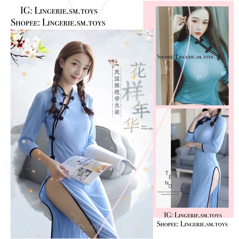 Sườn Xám Siêu Mỏng Sexy | Cosplay Nữ Sinh Trung Hoa