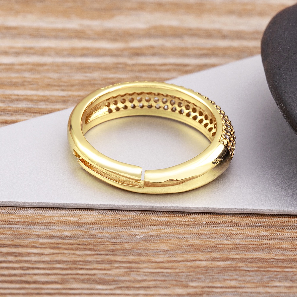Nhẫn Mạ Vàng Đính Đá Zircon Kiểu Dáng Đơn Giản