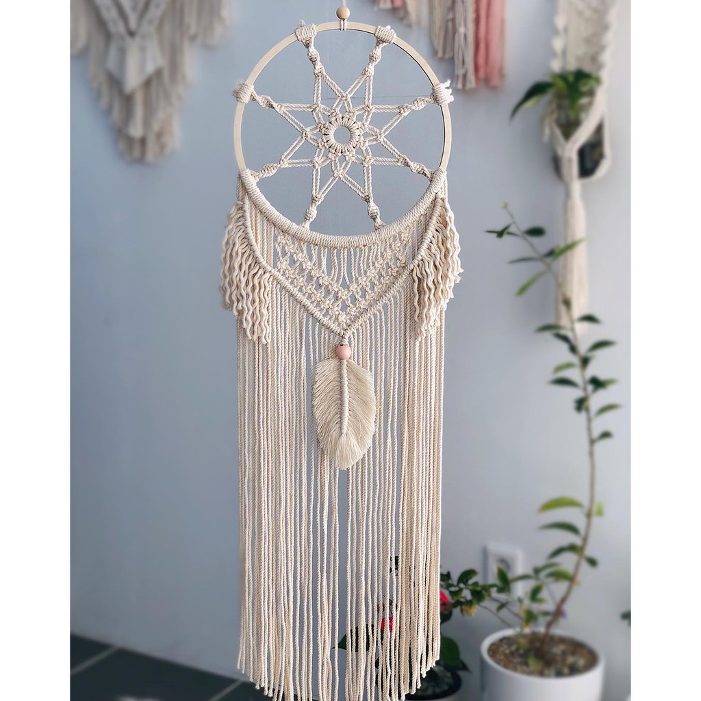 Macrame Dreamcatcher trang trí - Tặng kèm đèn Fairy 3m