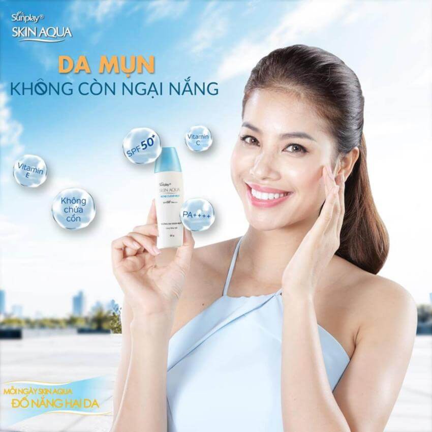 [Mã 66FMCGSALE hoàn 8% xu đơn 500K] Sữa chống nắng dưỡng da ngừa mụn Sunplay Skin Aqua Acne Clear SPF 50+ PA++++ 25g