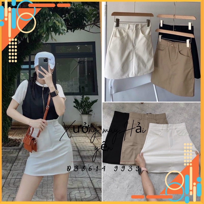 Chân váy Kaki dáng chữ A siêu hách dáng có lót trong ảnh shop chụp nhé