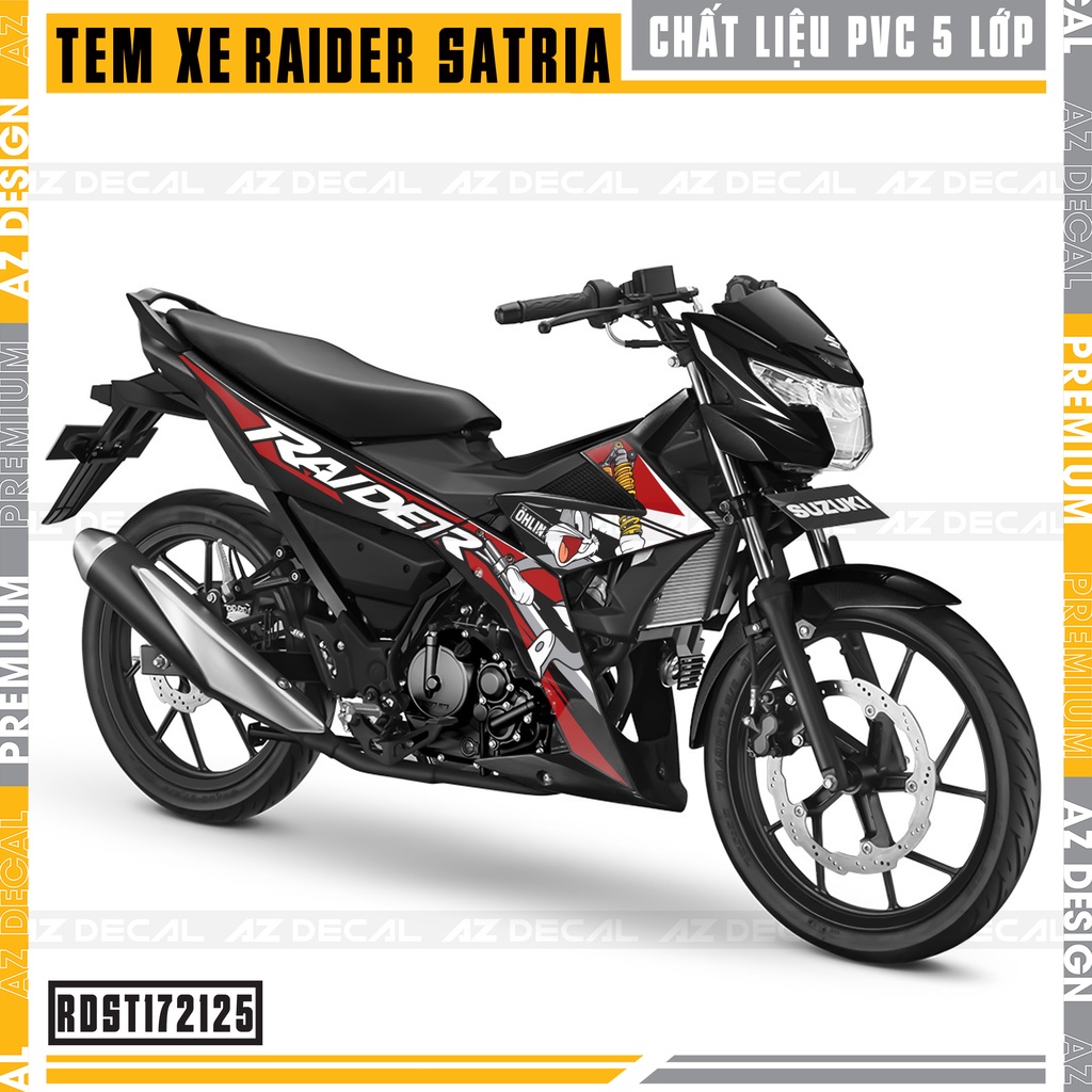 Tem Xe Raider / Satria Màu Đỏ - Đen Cách Điệu | Decal Chế Xe Máy Raider - Satria Chống Nước, Bền Màu