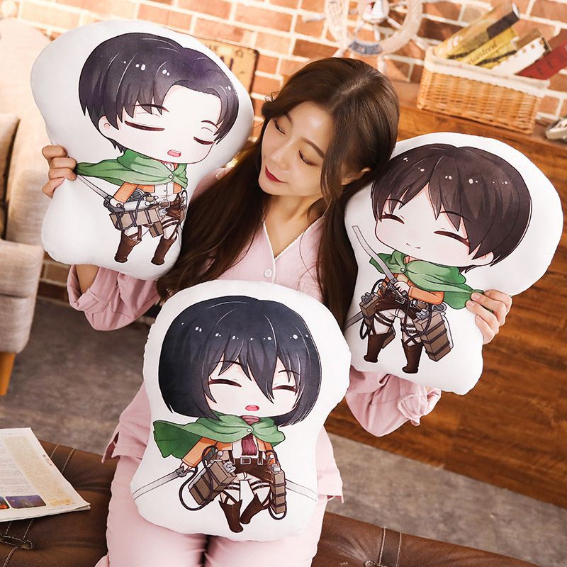 45cm/20cm Attack on Titan Dolls Pillows Eren Mikasa Double Side 45CM Plush Cushion Decorative Cute Pillow Anime Kids