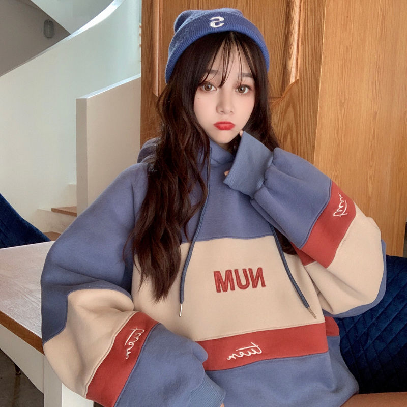 Áo khoác hoodie lông cừu chui đầu kiểu Hàn Quốc thời trang 2019 cho nữ