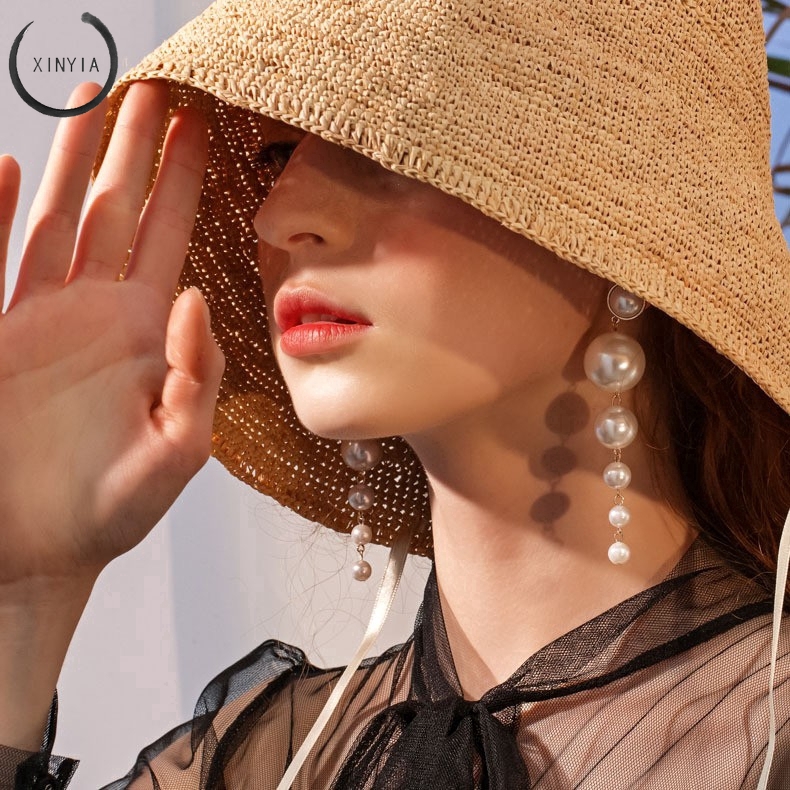 Đôi Khuyên Tai Dài Đính Ngọc Trai Giả Thời Trang Cho Nữ