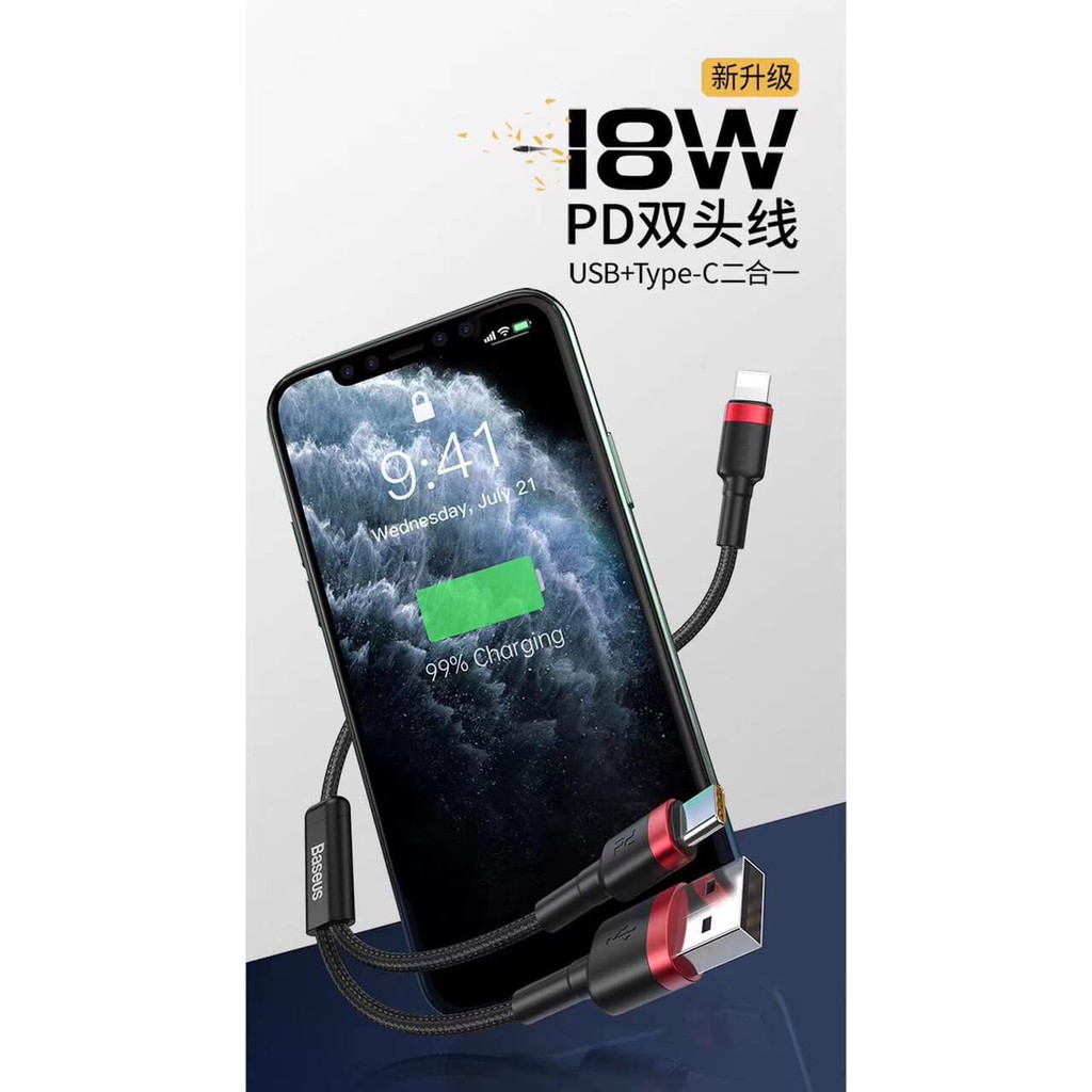 [ PD 20W / 18W ] Dây cáp sạc / đồng bộ dữ liệu Baseus PD 20W /18W cổng USB C to Lightning cho iPhone 11 Pro