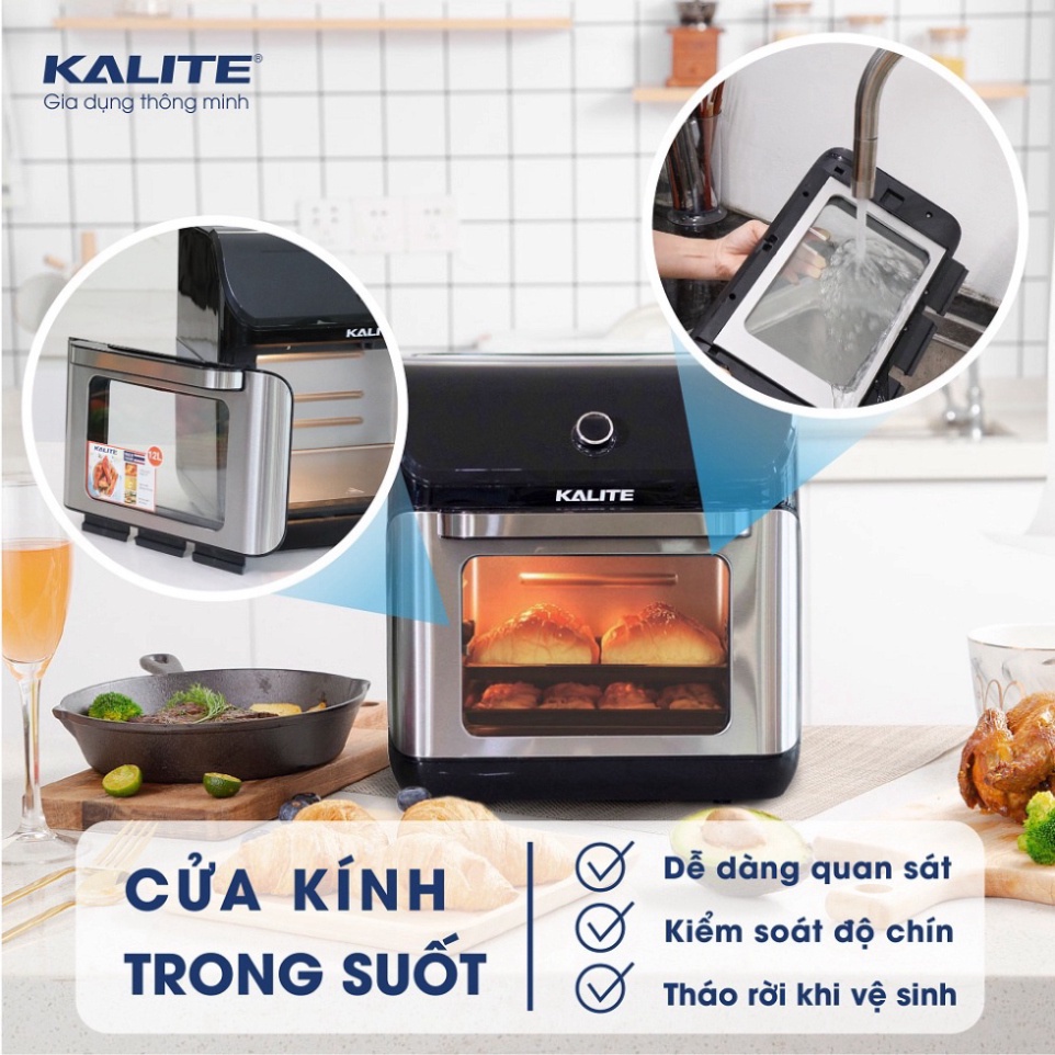 Nồi chiên không dầu KALITE KL-1200, Nồi chiên kalite Q12 bản NEW , bếp chiên không dầu 12L, Chính hãng Kalite