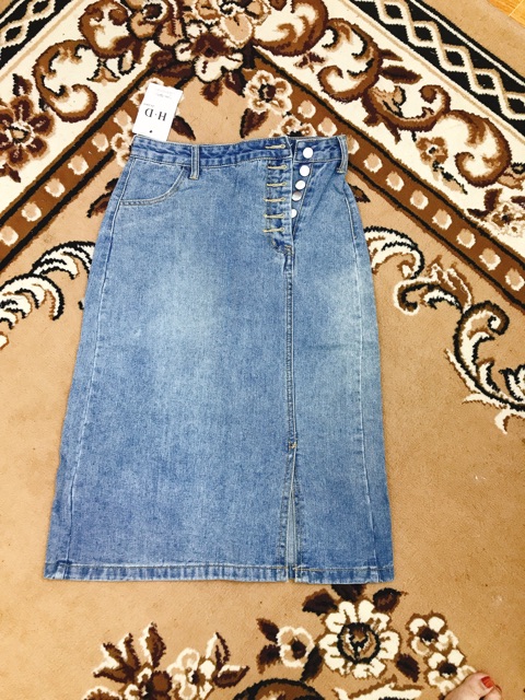 📍Chân váy bò xẻ vạt khuy lệch dáng dài (Ảnh thật +video) 📍 Order | BigBuy360 - bigbuy360.vn
